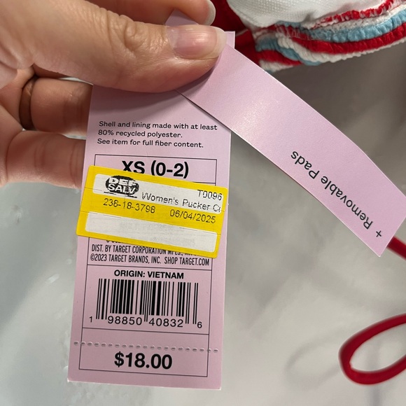 Wild Fable Women’s Pucker Contrast Binding Triangle Bikini Top XS (0-2) NWT Red - Picture 7 of 11